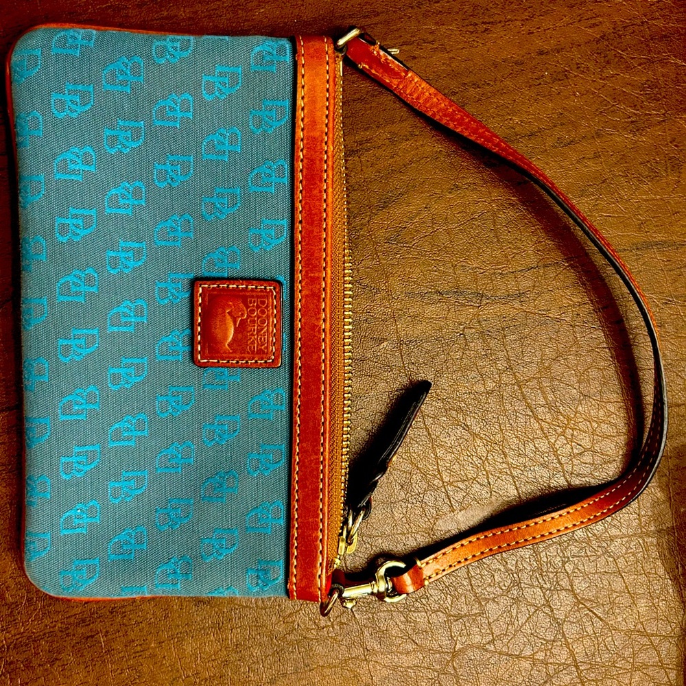 Dooney & Bourke Brown and Blue Monogram Wristlet